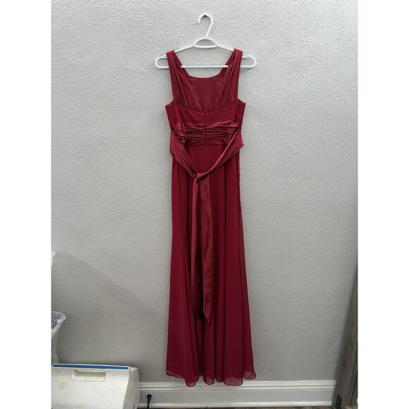 Davids Bridal Womens Dress Size 4 Red Sleeveless Satin Formal Wedding - Picture 5 of 9